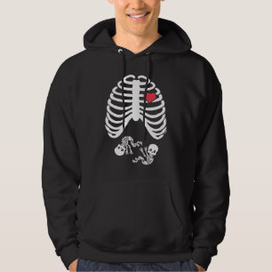 Sudadera Embarazo de gemelos esqueleto Halloween