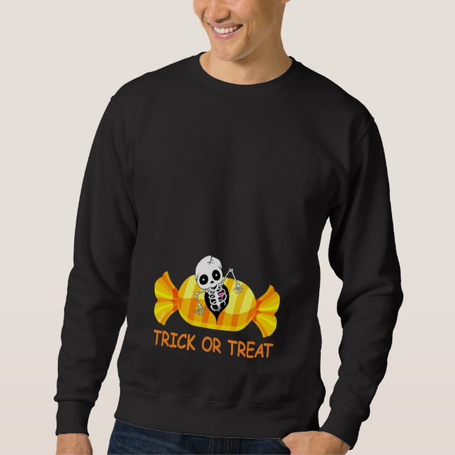 Sudadera Embarazo de Halloween Esqueleto Bebé Zombie Espera (Anverso)