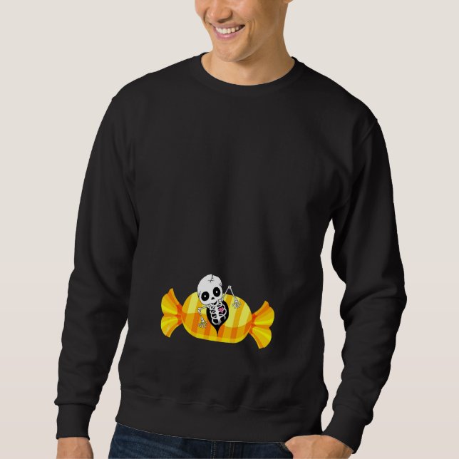 Sudadera Embarazo de Halloween Esqueleto Bebé Zombie Espera (Anverso)