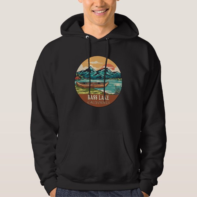Sudadera Emblema de pesca en bote de Bass Lake California (Anverso)