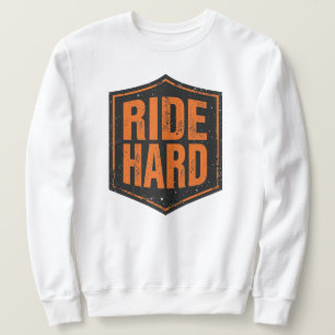 Sudadera Emblema rústico de motociclista "Ride Hard"