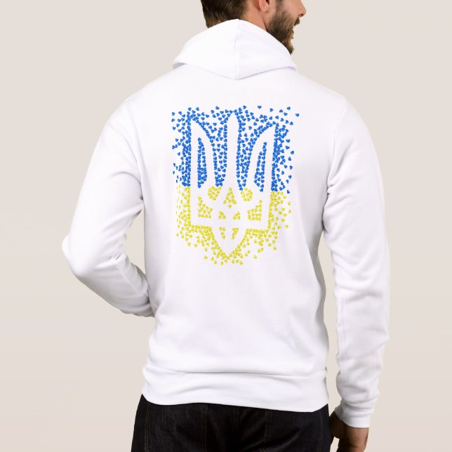 Sudadera Emblema ucraniano trident tryzub esparce corazones (Reverso)