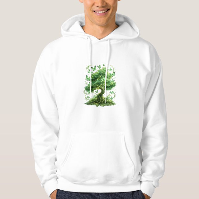Sudadera emerald green butterfly tree nature wall art (Anverso)