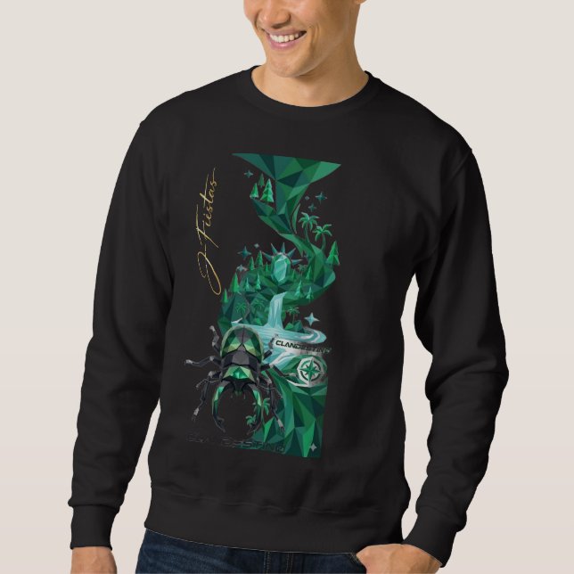 Sudadera “Emerald Island Beetle – Nature-Inspired Black Lon (Anverso)