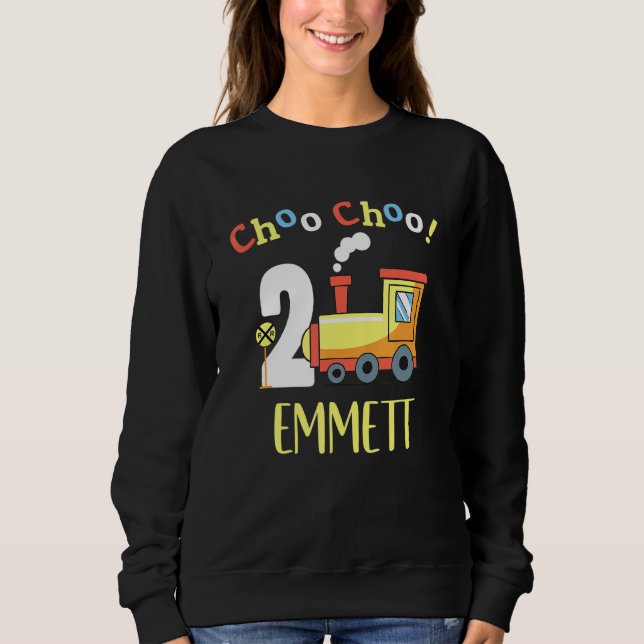 Sudadera Emmett Choo Choo Dos Tren Segundo Cumpleaños Turno (Anverso)