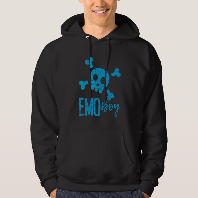 Sudadera Emo Boy Blue Skull Emo Gótico Música Emocional Ado (Anverso)