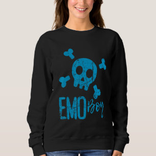 Sudadera Emo Boy Blue Skull Emo Gótico Música Emocional Ado