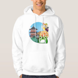 Sudadera Emoción en el templo japonés con gato y rana