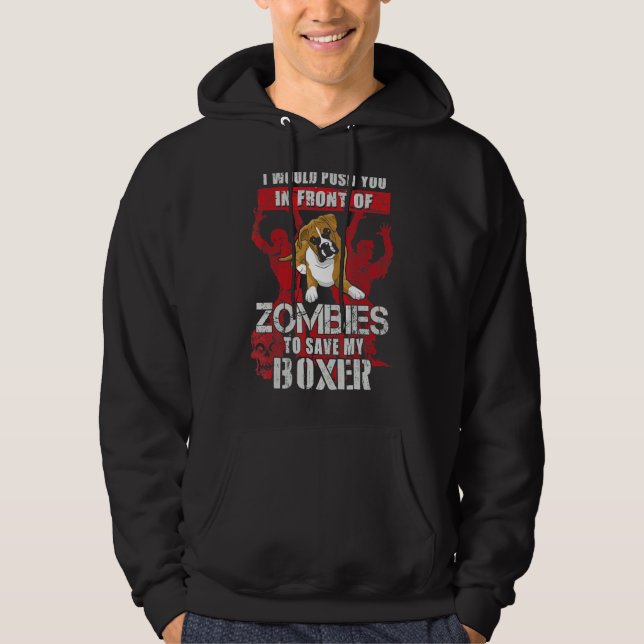 Sudadera Empujarte A Zombies Para Salvar A Boxer Funny Perg (Anverso)