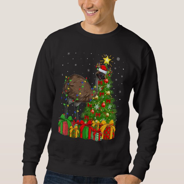 Sudadera Emu Bird   Xmas Holiday Santa Emu Christmas Tree (Anverso)