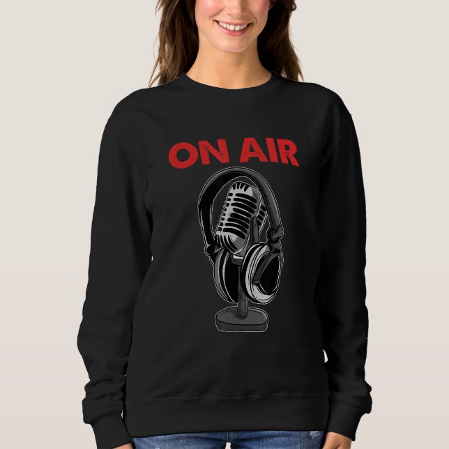 Sudadera En Air Podcast Microphone Radio Show Host Music Dj (Anverso)