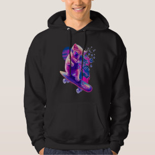Sudadera En el espacio colorido un lindo gato monta un skat