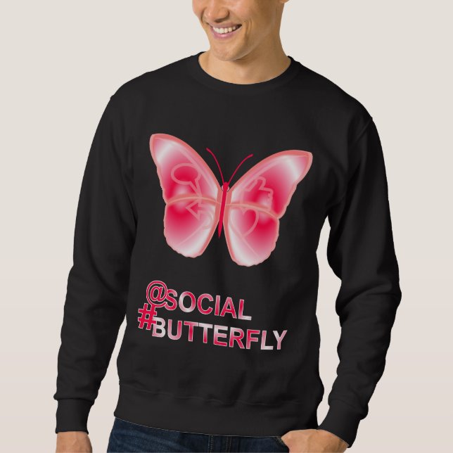 Sudadera En el hashtag social mariposa (Anverso)