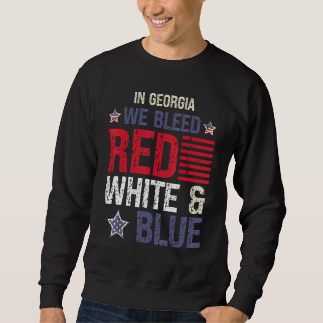 Sudadera En Georgia bendecimos el blanco rojo y el azul el  (Anverso)