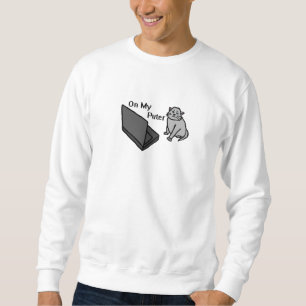 Sudadera En Mi Puter Divertida Gata Gris Meme De Computador