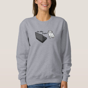 Sudadera En Mi Puter Divertido Meme De Gato Blanco De Compu