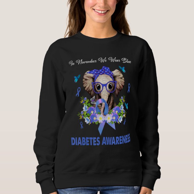 Sudadera En Noviembre Usamos Elefante Azul Diabete Awarenes (Anverso)