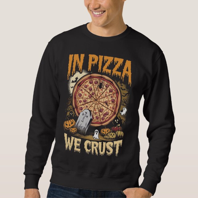 Sudadera En Pizza Arrojamos Halloween Espléndido Té Fantasm (Anverso)