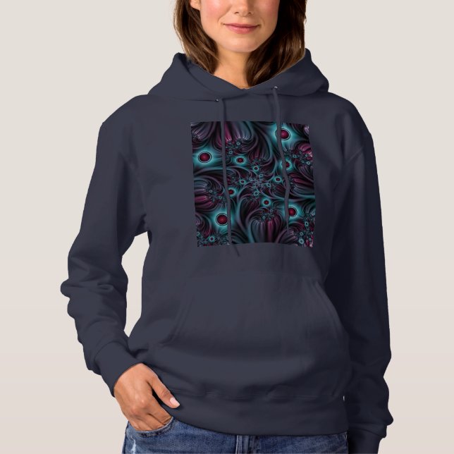 Sudadera En profundidad Arte fractal rosa azul abstracto ab (Anverso)