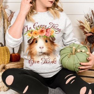 Sudadera En Todas las Cosas Da Gracias Floral Cute Conejill