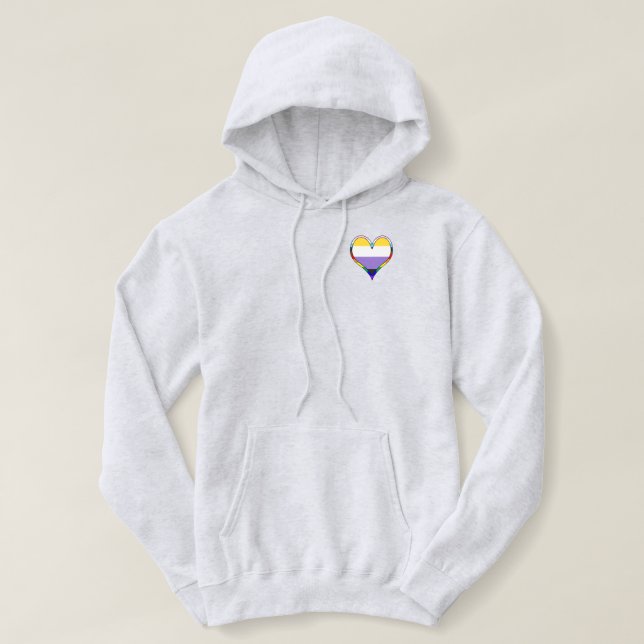 Sudadera Enby Pride Heart Hoodie (Diseño del anverso)