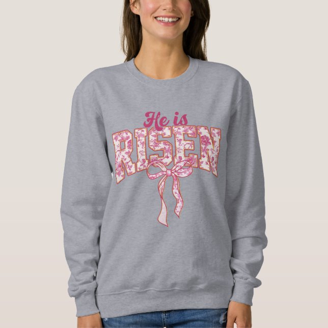 Sudadera Encaje Rosa Él Ha Resucitado   (Anverso)
