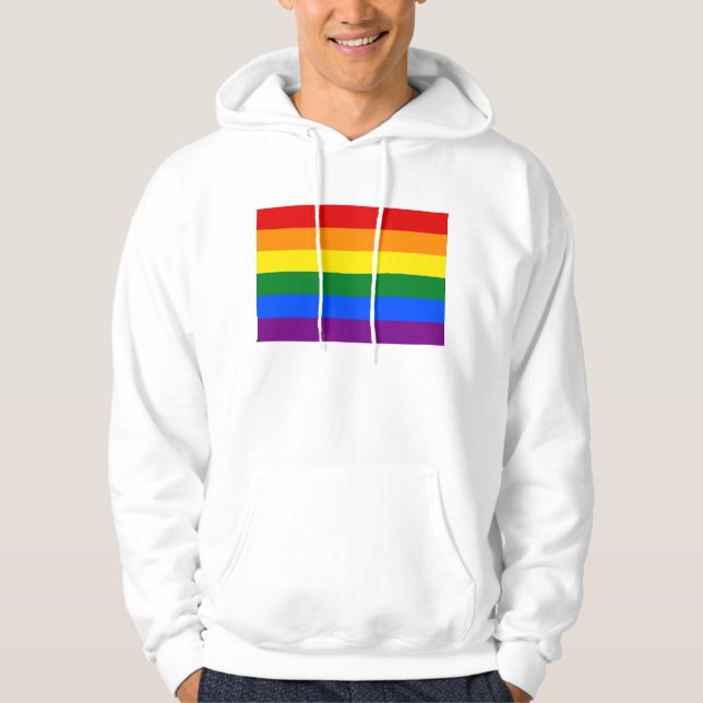 Sudadera encapuchada con bandera arcoiris LGBT (Anverso)