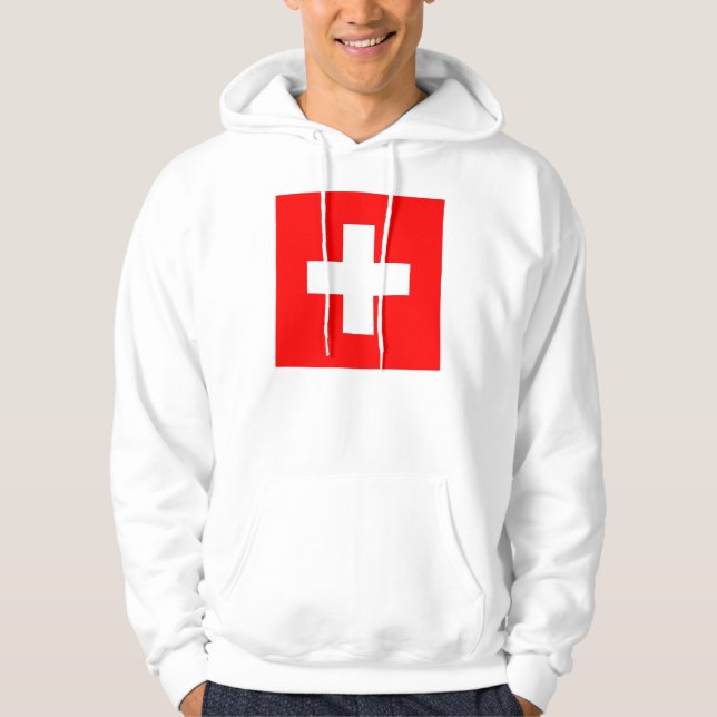 Sudadera encapuchada con bandera de Suiza (Anverso)