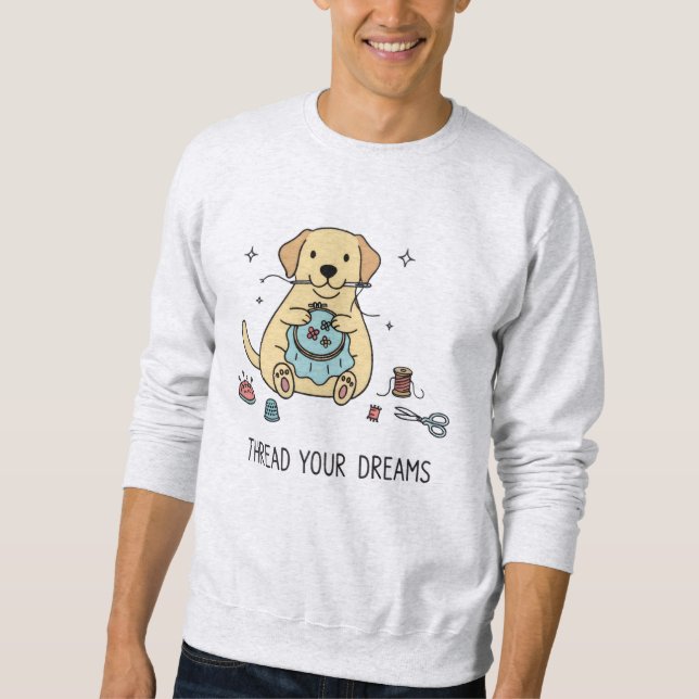 Sudadera Enchanting Dog Needlework Hobbyist Pastel Graphic (Anverso)