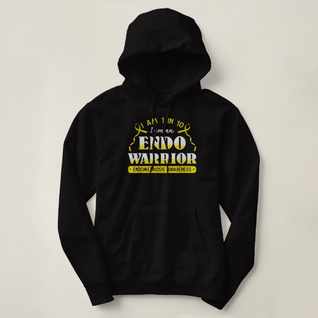 Sudadera Endo Guerrero Endometriosis Cinta Amarilla Uterus  (Diseño del anverso)
