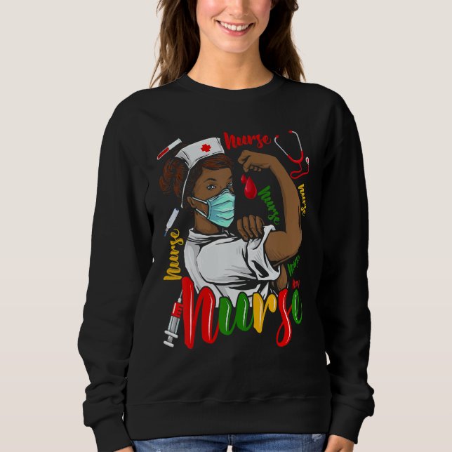 Sudadera Enfermera afroamericana de historia negra en el me (Anverso)