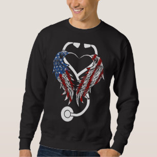 Sudadera Enfermera Ángel Wings Patriótico Julio 4 Presentac