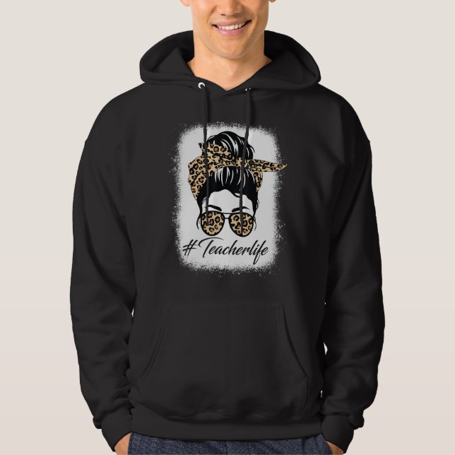 Sudadera Enfermera B de enfermera Leopard Messy Bun Glasses (Anverso)