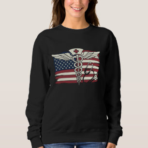Sudadera Enfermera Bandera Americana Estetioscopio Médico C