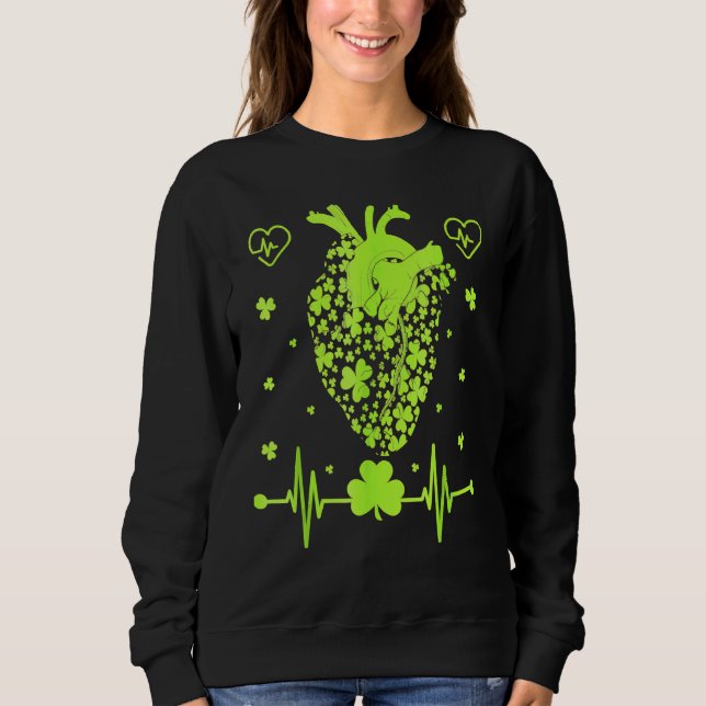 Sudadera Enfermera cardiaca de Chamrock St Patrick S Day Ir (Anverso)