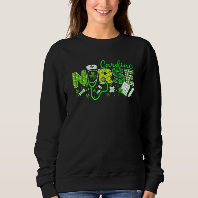 Sudadera Enfermera cardiaca St Patricks Day Love Stethoscop (Anverso)