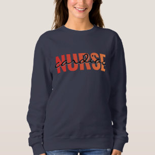 Sudadera Enfermera Cardíaca Tipografía Moderna