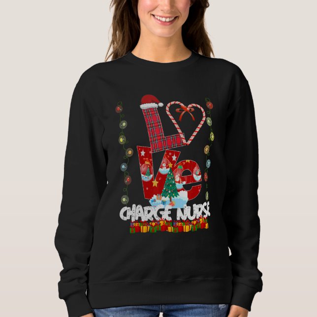Sudadera Enfermera con cargo de amor Santa Hat Candy Xmas P (Anverso)
