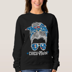 Sudadera Enfermera CVICU Moño Desordenado Cardiovascular In
