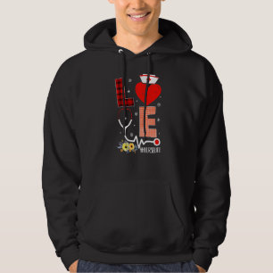 Sudadera Enfermera de Amor Vida Búfalo Corazón Plaid Stetho