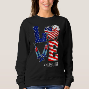 Sudadera Enfermera de Amor Vida Stethoscope Usa Flag Lpn En