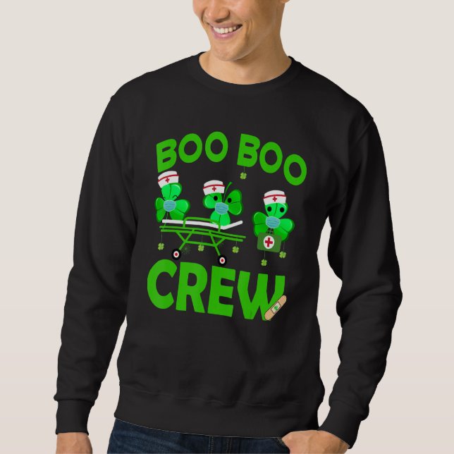 Sudadera Enfermera de Boo Boo de St Patrick S Day Shamrock  (Anverso)