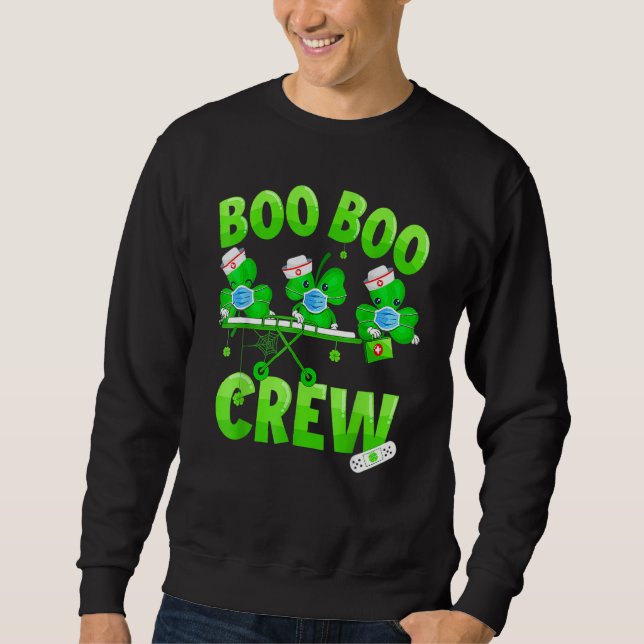 Sudadera Enfermera de Boo Boo de St Patrick S Day Shamrock  (Anverso)
