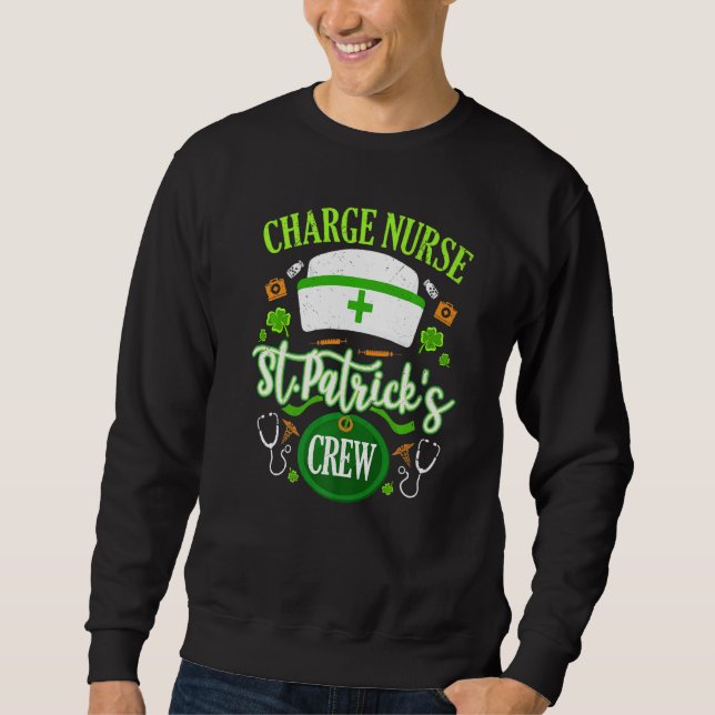 Sudadera Enfermera de Charge St Patrick S Day Crew Shamrock (Anverso)