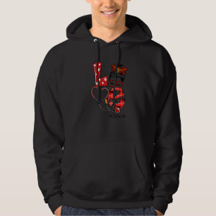 Sudadera Enfermera De Cna Plaid Red Leopard Love Heart Mess