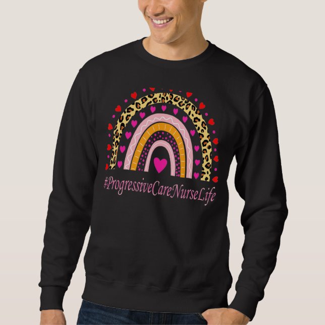 Sudadera Enfermera de cuidado progresivo leopardo arcoiris  (Anverso)