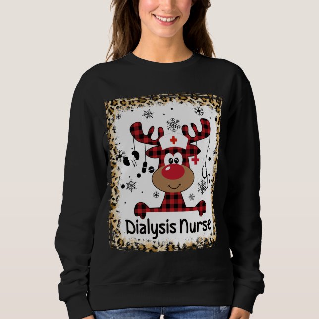 Sudadera Enfermera de diálisis con sangre Navidades de reno (Anverso)