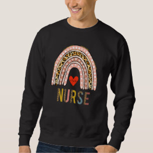 Sudadera Enfermera de impresión de leopardo arco iris