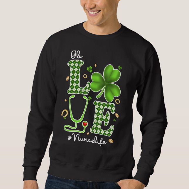 Sudadera Enfermera de Ob St Patricks Day Love Stethoscope R (Anverso)