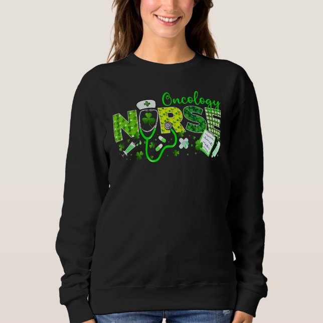 Sudadera Enfermera de oncología St Patricks Day Love Stetho (Anverso)